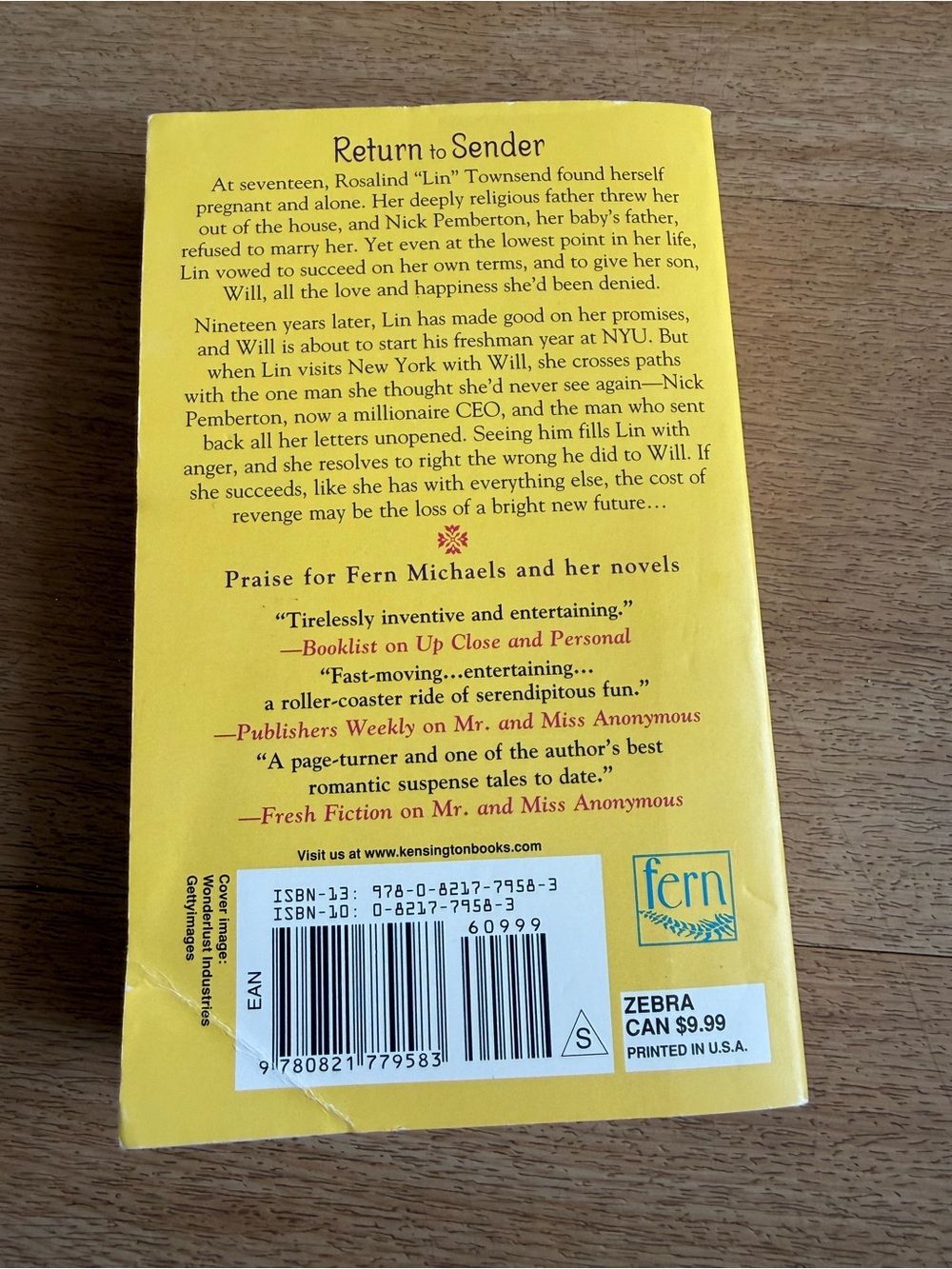 π3 for $12πFern Michaels "Return to Sender" Paperback Book - Yellow Floral Cover - Picture 2 of 2